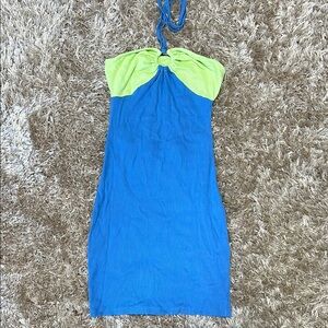 Blue and Green Halter Dress
